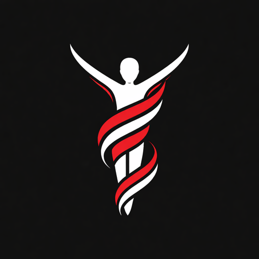 Regrow app icon: a figure with raised arms wrapped in a red and white ribbon